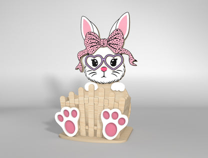 Cute Bunny Egg Holder Bow Heart Glasses SVG 2 Designs for LightBurn and xTool