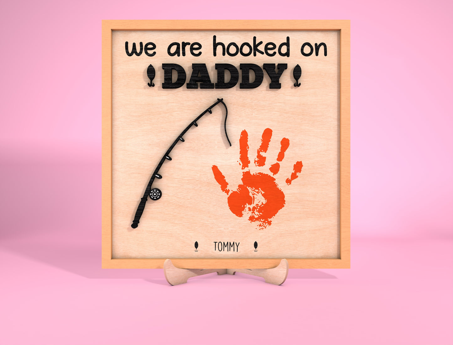 Personalized Fishing Handprint Dad Sign SVG Laser Cut File for Glowforge and LightBurn