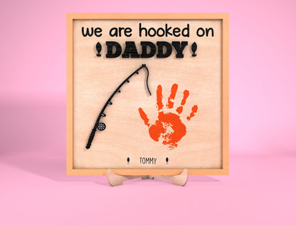 Personalized Fishing Handprint Dad Sign SVG Laser Cut File for Glowforge and LightBurn