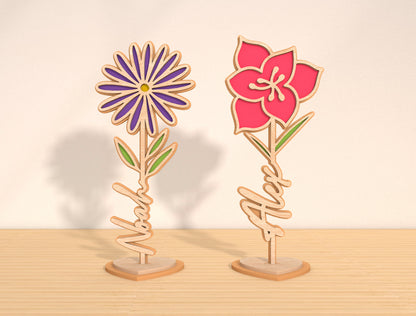 Personalized Flower Stand SVG Bundle 5 Designs for LightBurn and xTool