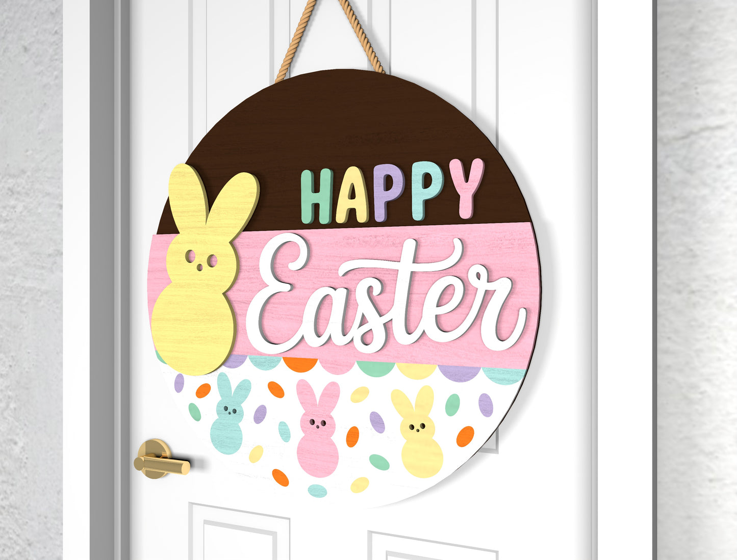 Happy Easter Bunny Door Sign SVG Doggie Kisses Pet Lover for LightBurn