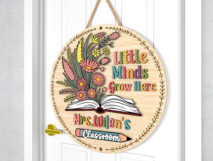 Little Minds Grow Here Door Hanger SVG for Glowforge and xTool Users