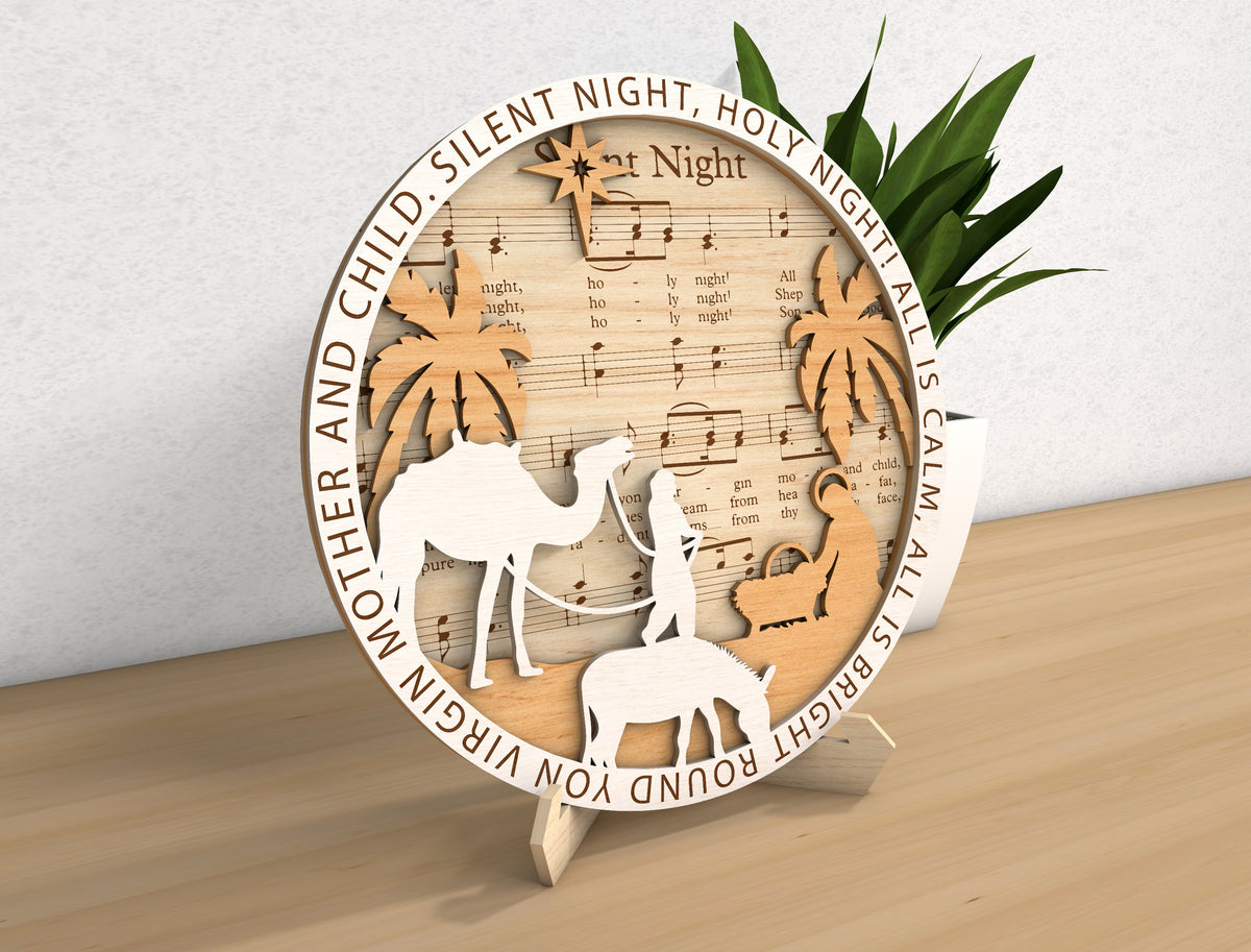 Christmas Nativity Sheet Music SVG Bundle 5 Layered Designs