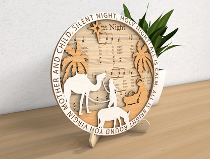 Christmas Nativity Sheet Music SVG Bundle 5 Layered Designs
