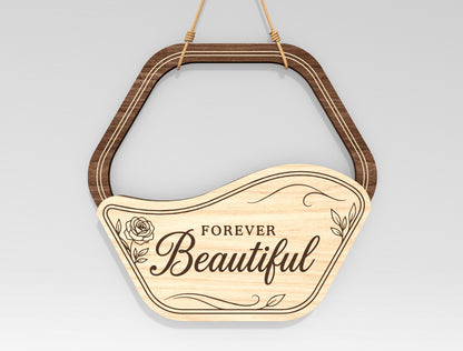 Mom Hanging Flower Holder SVG Engraved Frame Laser Cut File for xTool and LightBurn
