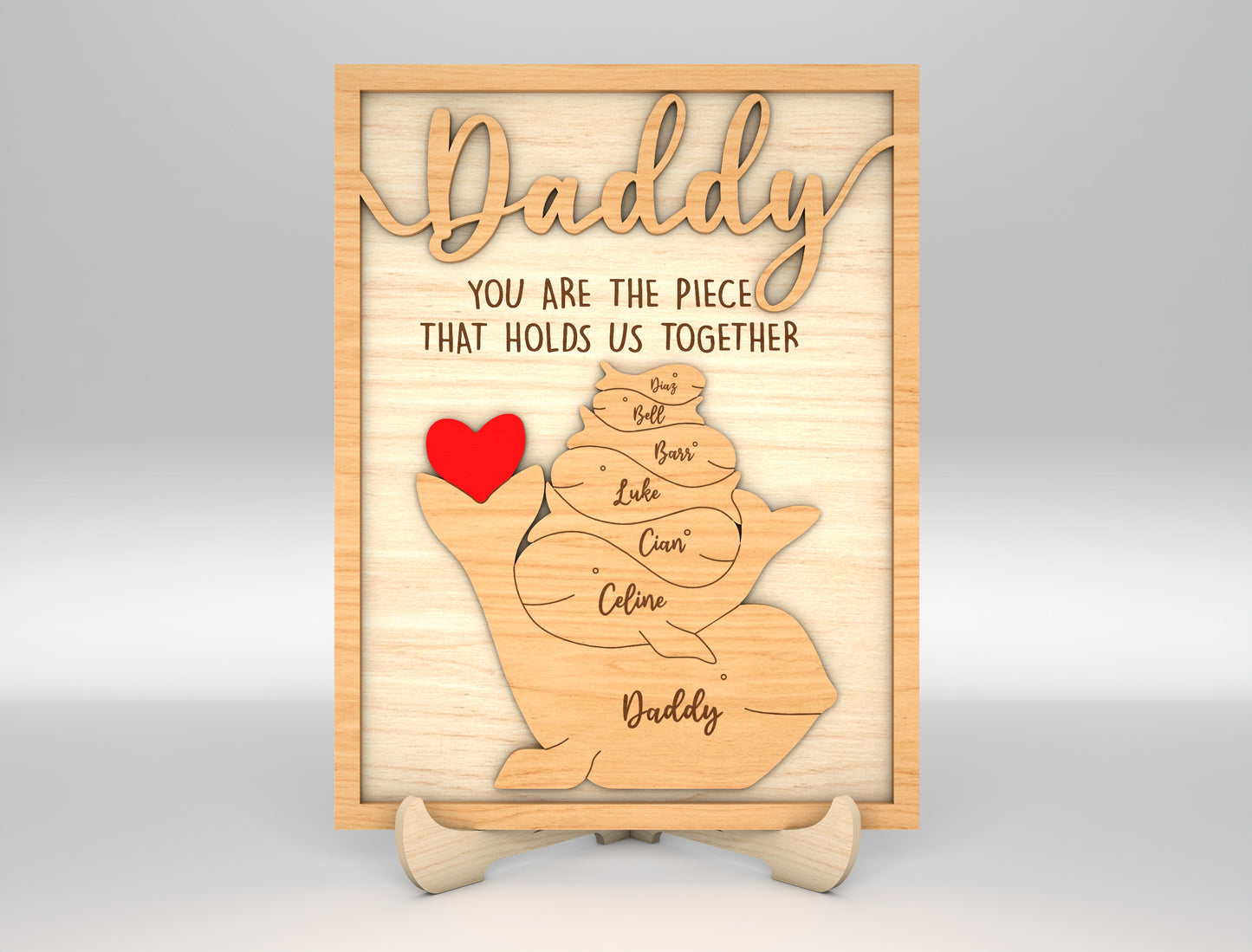 Dad Whale Family Custom Name Sign SVG Laser Cut File for LightBurn and xTool