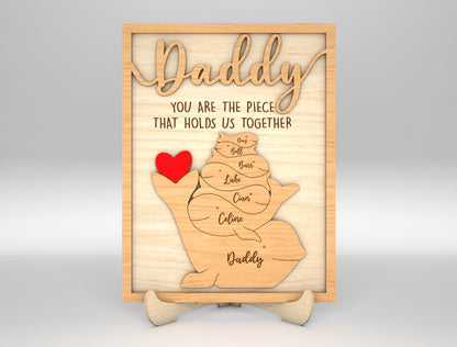 Dad Whale Family Custom Name Sign SVG Laser Cut File for LightBurn and xTool