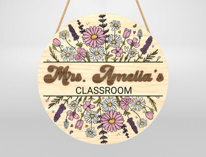 Personalized Floral Classroom Door Sign Laser Cut File SVG for xTool and Glowforge