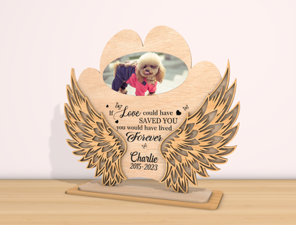 Dog Paw Angel Wings Photo Memorial SVG for Glowforge Users