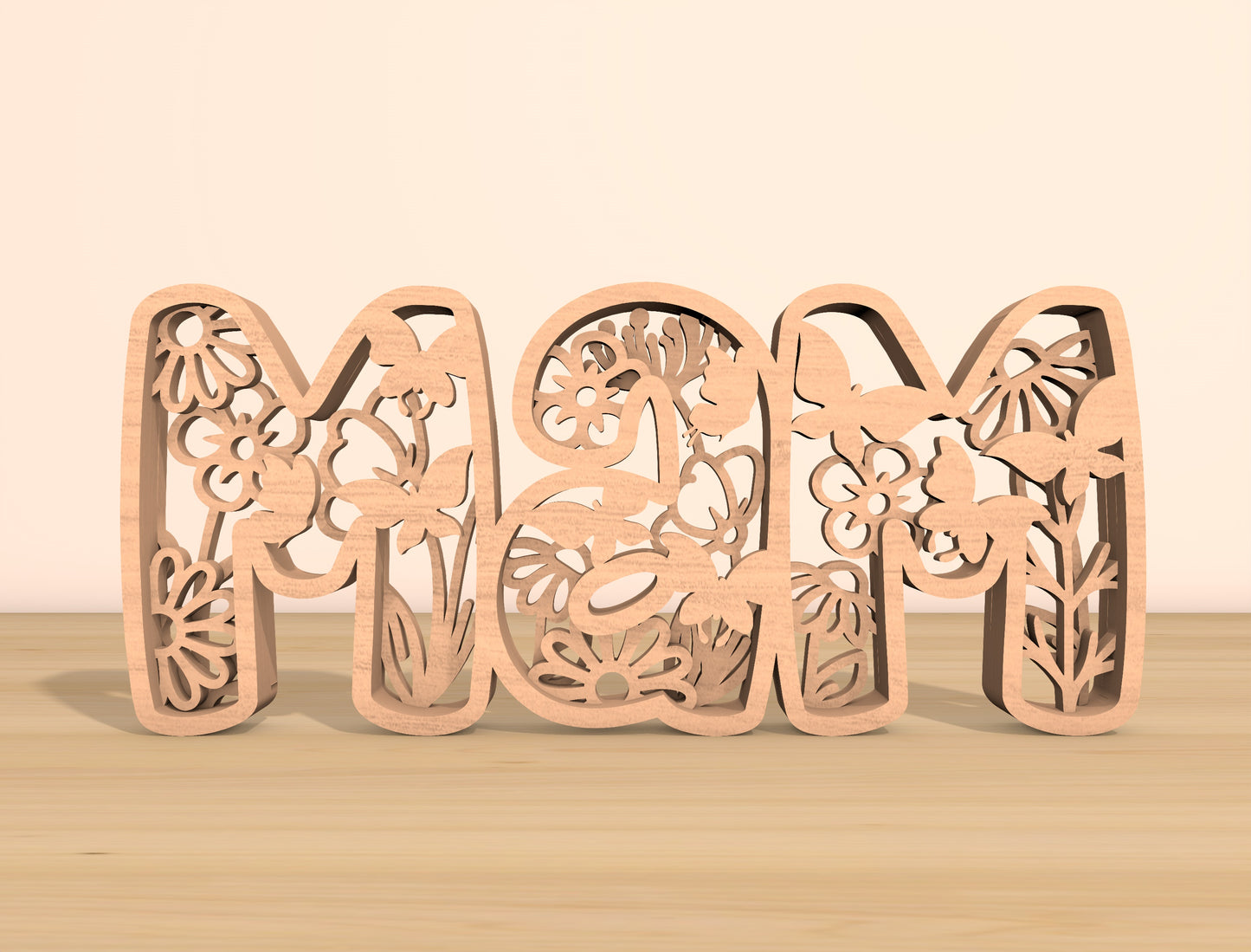 Mom Word Floral Laser Cut File Bundle | Mother Typography Decor | Floral Letter Cutouts | Glowforge, xTool, LightBurn, etc.
