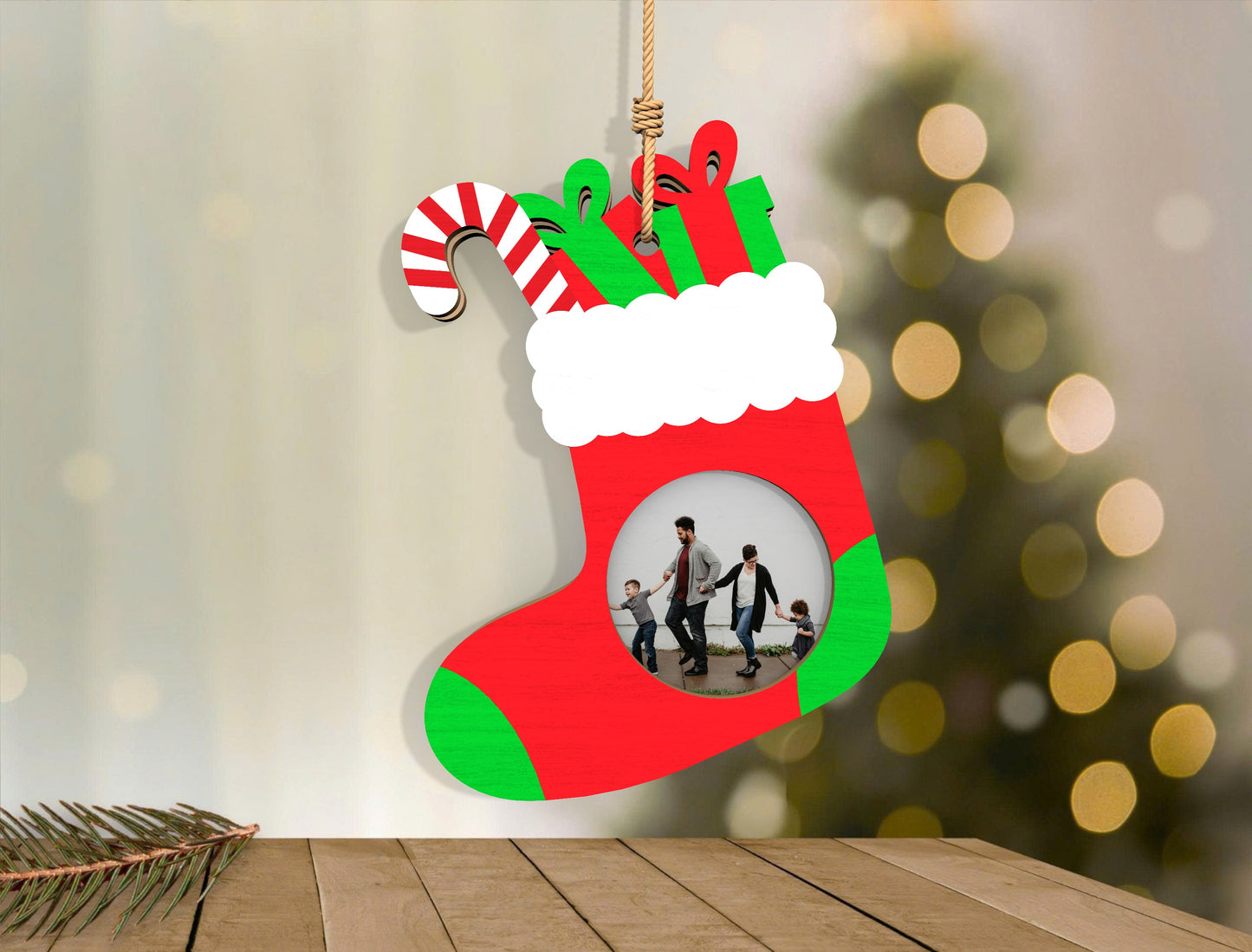 Christmas Photo Frame Ornaments Laser Cut File | Holiday Digital Download | Ready to Cut | Glowforge, xTool, LightBurn, etc.