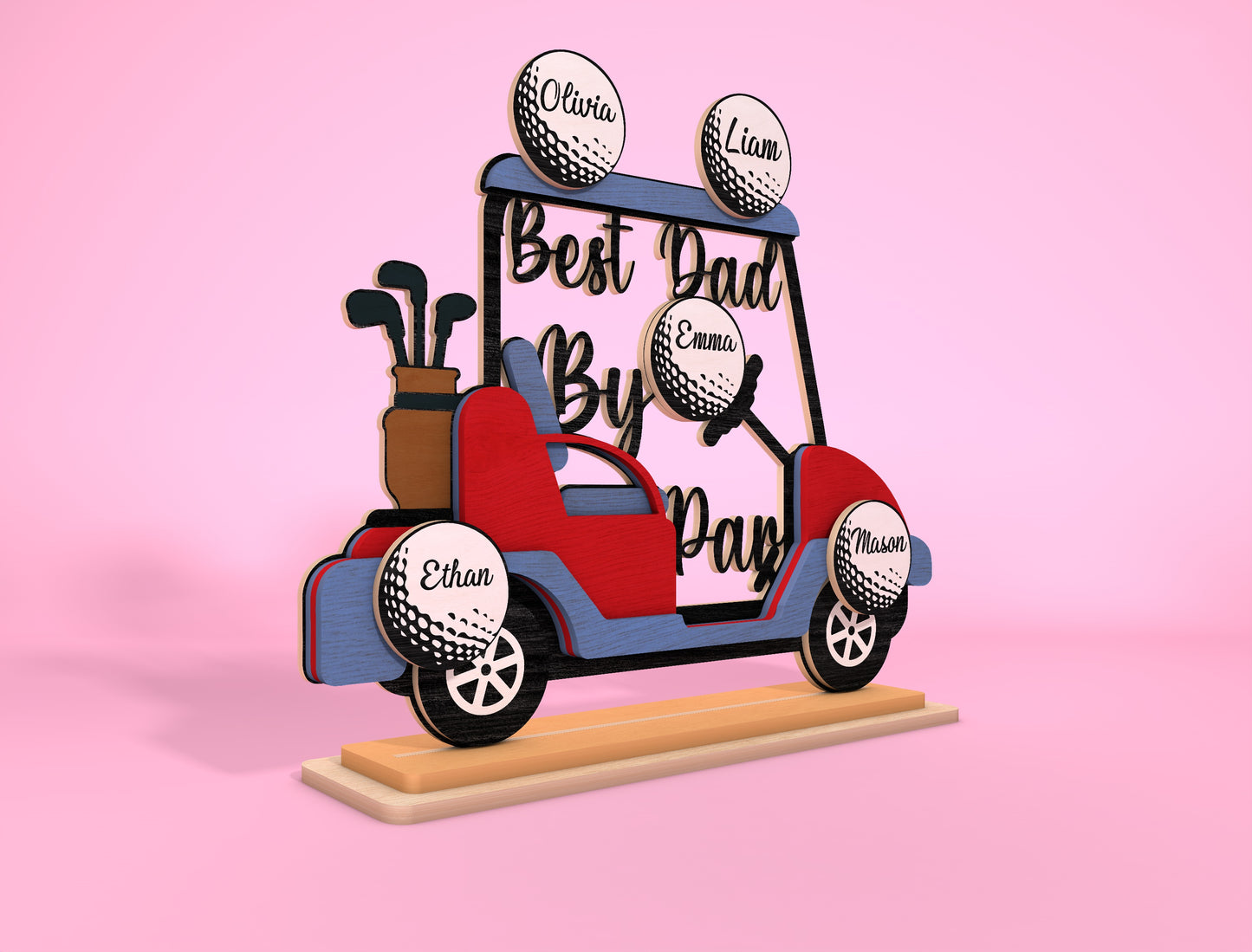 Personalized Golf Cart Dad Sign SVG Laser Cut File for Glowforge and LightBurn