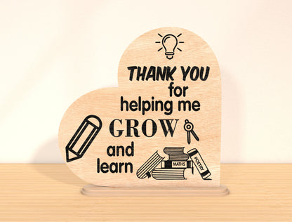 Teacher Thank You Tabletop Sign SVG for Glowforge and LightBurn