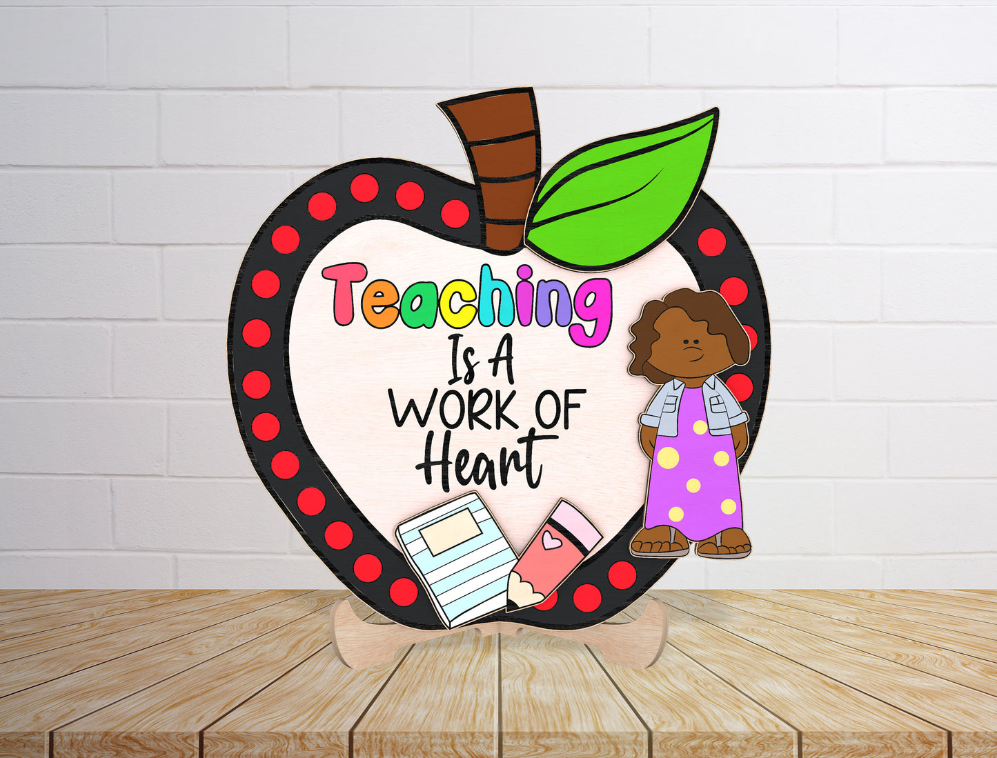 Teacher Apple Tabletop Sign SVG Laser Cut File for LightBurn