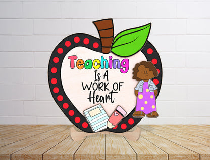 Teacher Apple Tabletop Sign SVG Laser Cut File for LightBurn