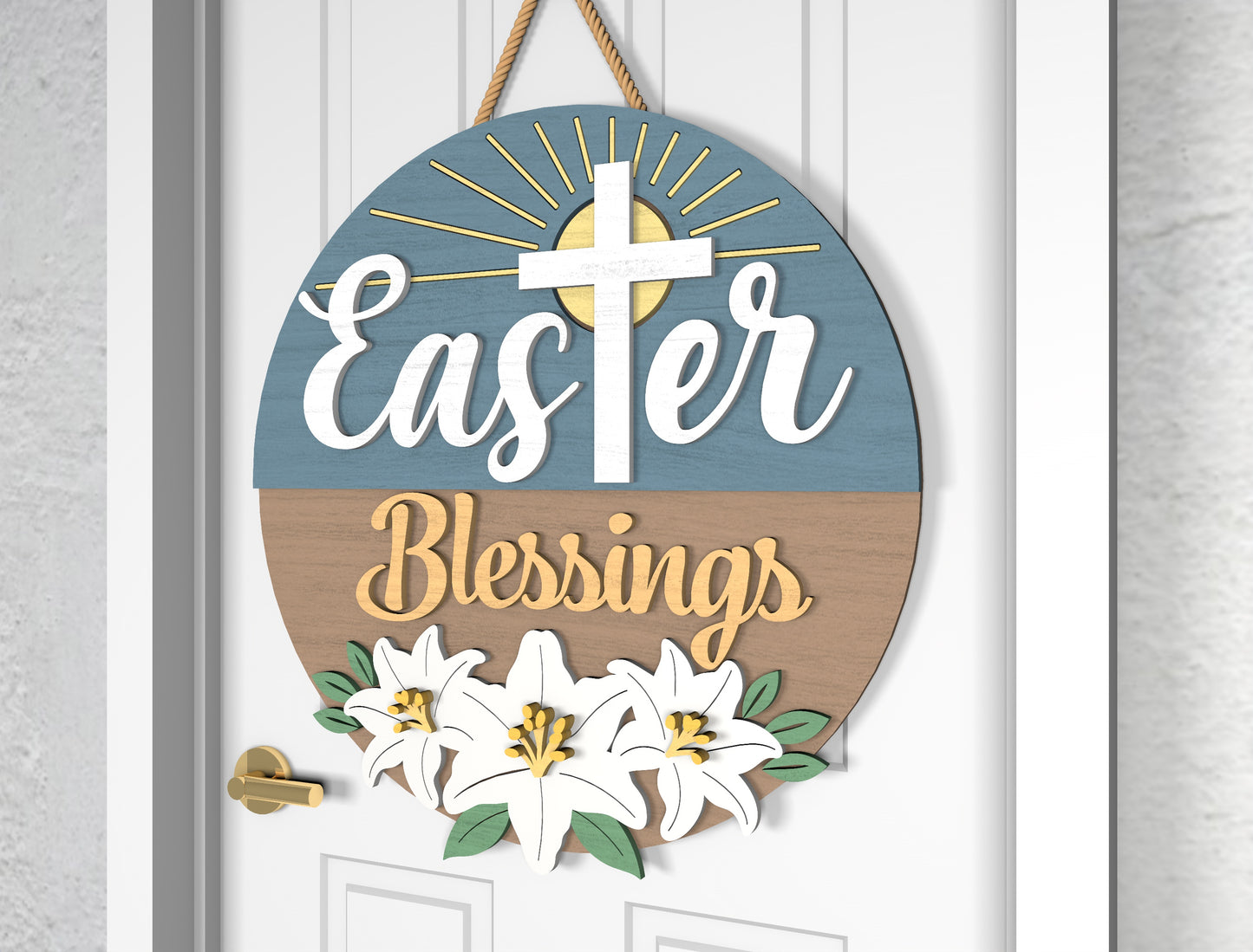Easter Blessings Cross Door Signs SVG Bundle 2 Designs for Glowforge and xTool