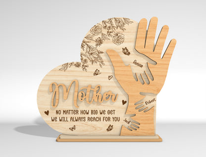 Personalized Mom Hand Custom Name Sign SVG for Glowforge and xTool