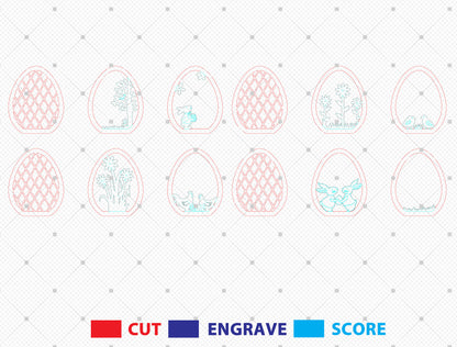 Easter Egg Scene SVG Bundle Spring Chicken Garden for Glowforge and xTool