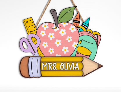Personalized Teacher Sunflower Classroom Sign SVG Bundle Laser Cut File for Glowforge