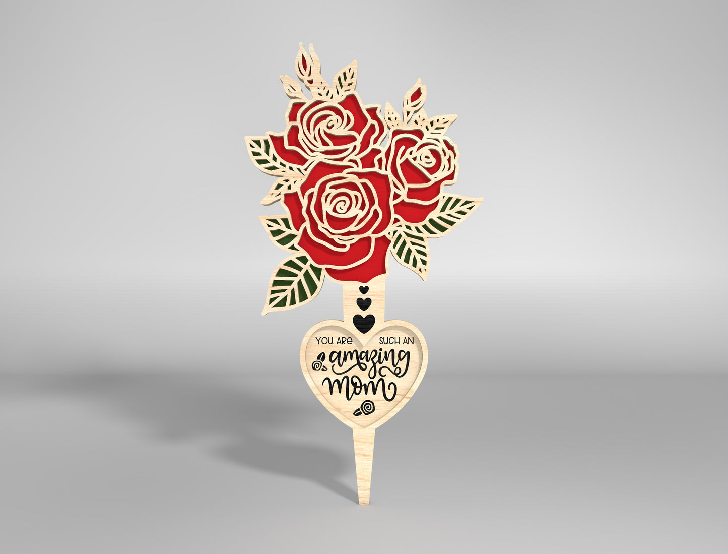 Rose Bouquet Plant Stake SVG Mother's Day Garden for Glowforge