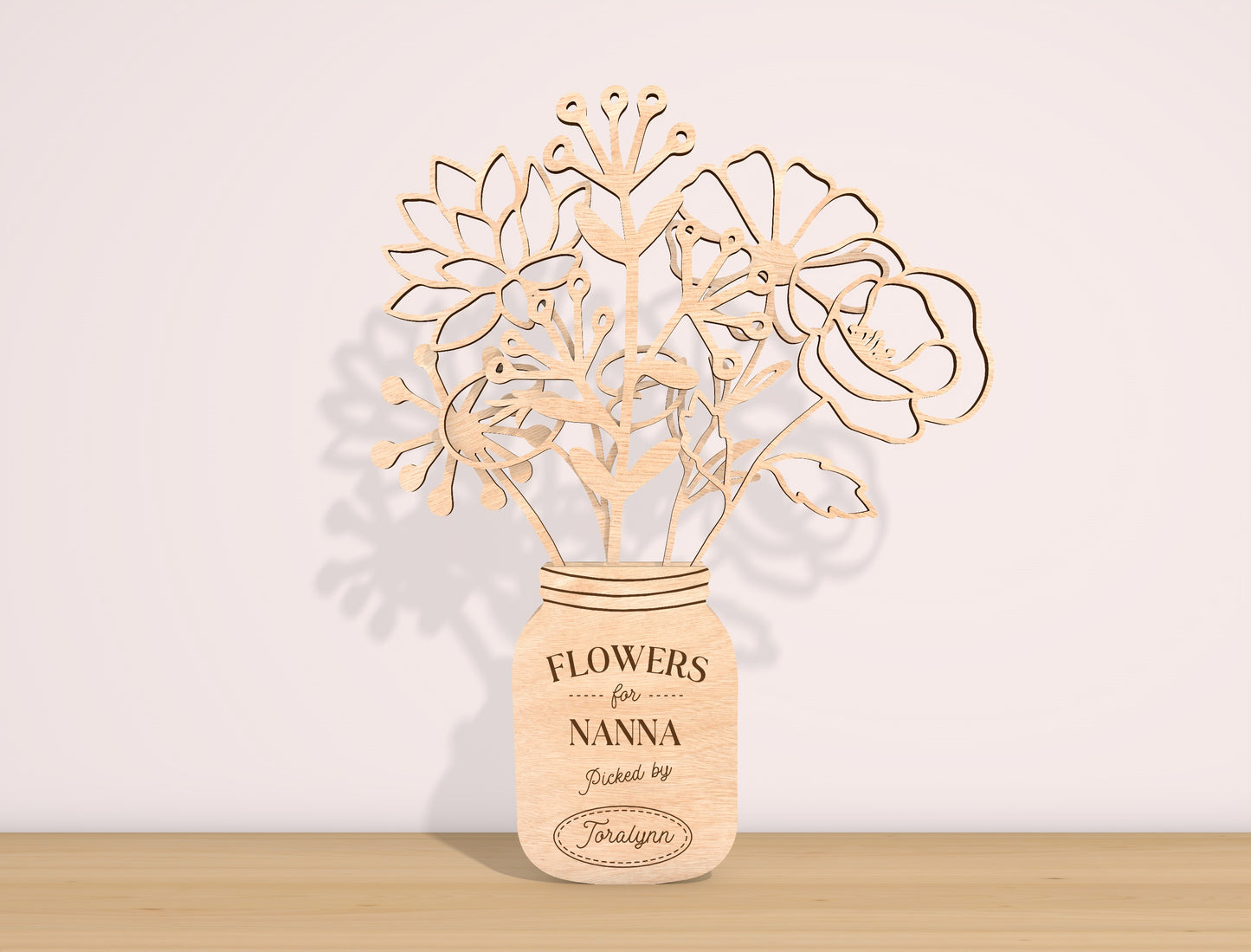 Mother’s Day Month Flower Jar Laser Cut File Bundle | 12 Monthly Flowers | Layered Wooden Decor | Glowforge, xTool, LightBurn, etc.