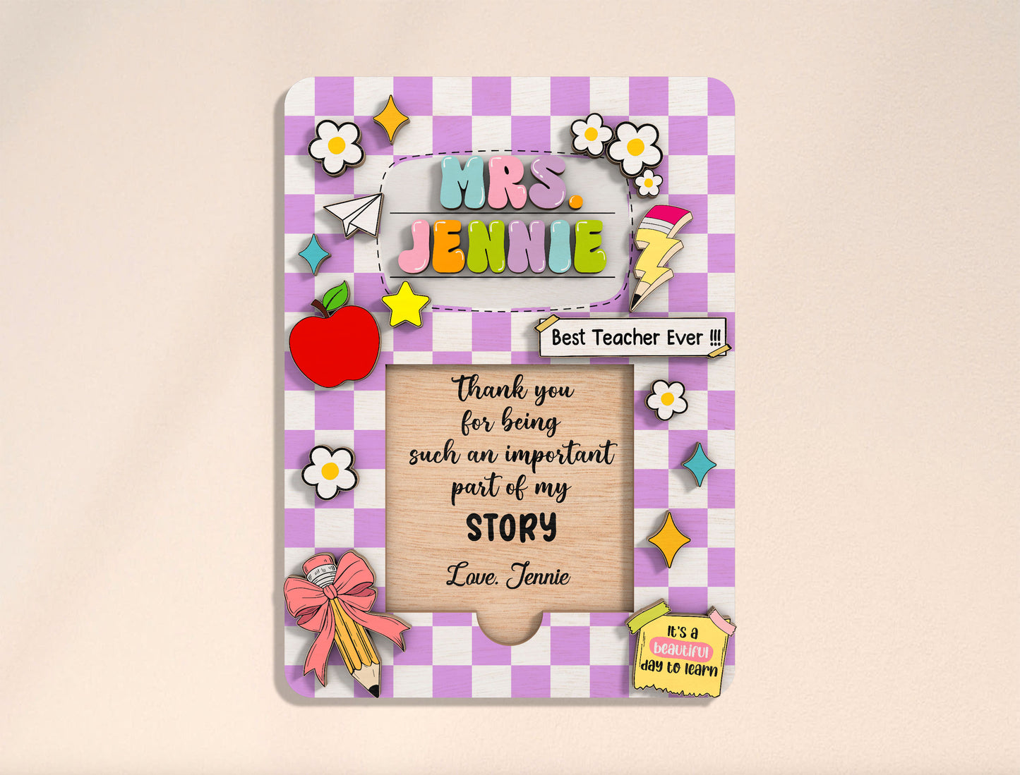 Personalized Teacher Sticky Note Holder SVG Bundle Laser Cut File for Glowforge and LightBurn