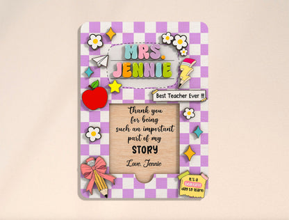 Personalized Teacher Sticky Note Holder SVG Bundle Laser Cut File for Glowforge and LightBurn