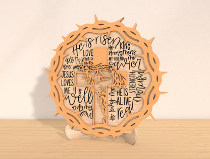 Faith Quote Round Tabletop Sign SVG Bundle Christian Easter for Glowforge