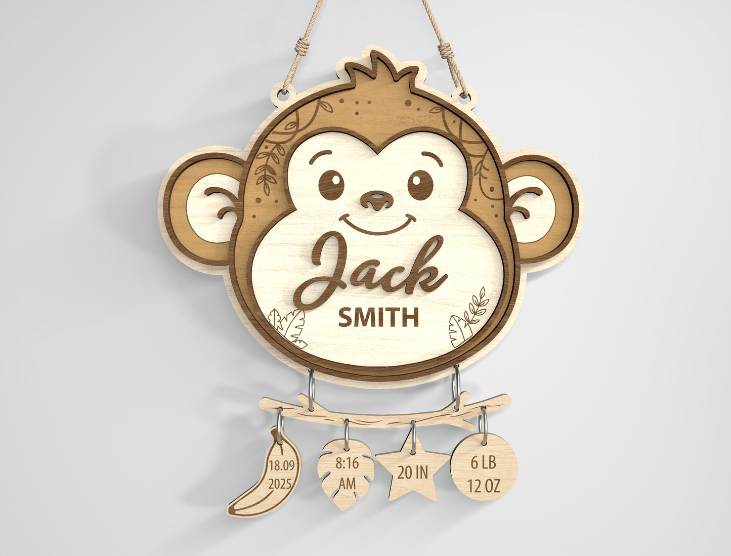 Safari Nursery Name Sign SVG File for Glowforge and xTool
