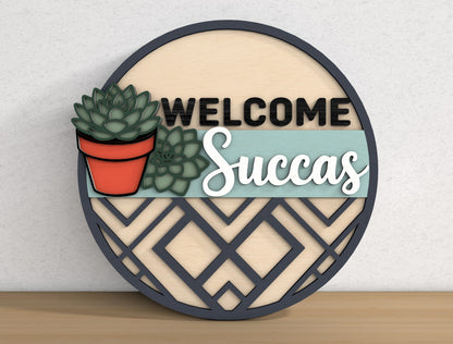 Succulent Welcome Sign SVG Bundle for Glowforge xTool Laser Cut File