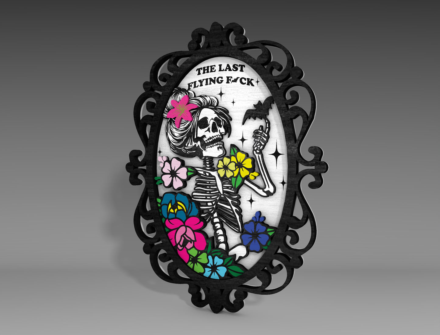 Halloween Gothic Frame SVG Bundle Skeleton Crow Standing Decor for xTool Glowforge LightBurn 2 Designs