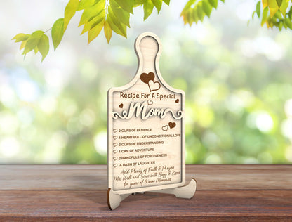 Mom Grandma Recipe Cutting Board Sign SVG for LightBurn and xTool