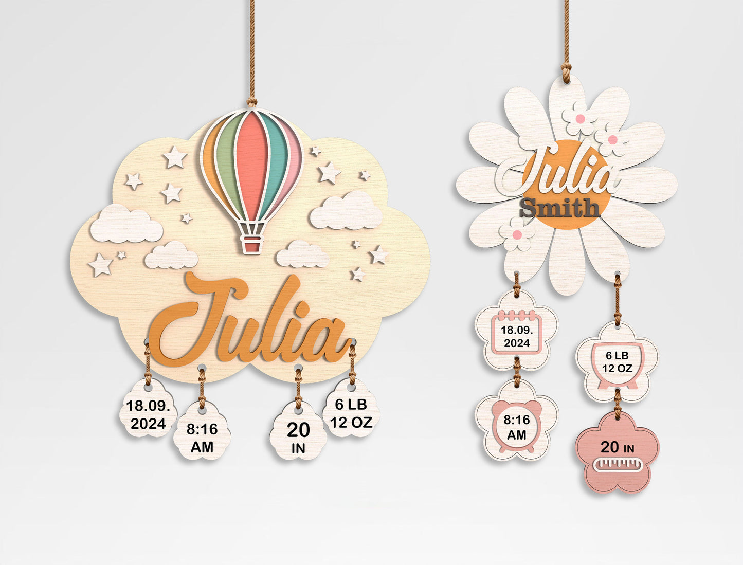 Baby Name Sign SVG Bundle Laser Cut File for Glowforge and xTool