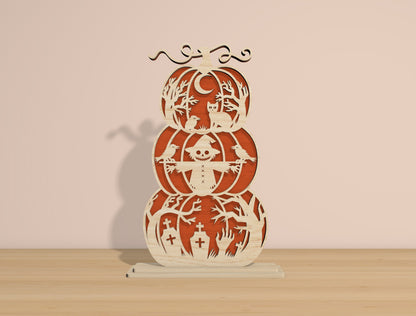 Halloween Stacked Pumpkins SVG Bundle for Glowforge xTool LightBurn 6 Designs