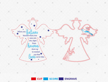 Cardinal Memorial Angel Ornament SVG Laser Cut File for xTool and Glowforge
