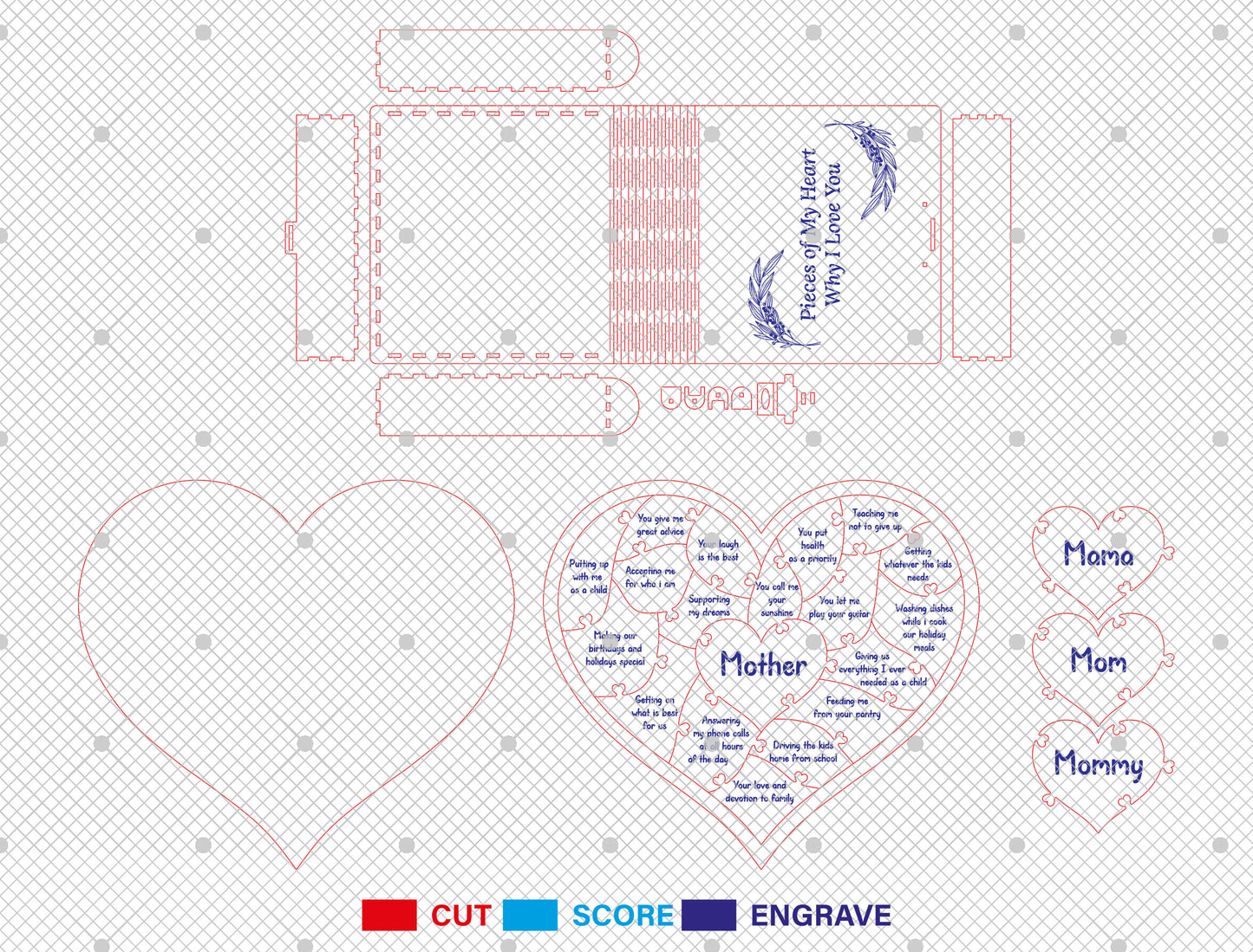 Why I Love You Heart Puzzle SVG Pieces of My Heart for Glowforge