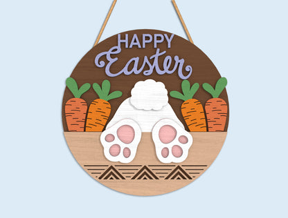 Easter Round Door Sign SVG Bundle Laser Cut File | 9 Cute Easter Designs | Spring Wooden Decor | Glowforge, xTool, LightBurn, etc.