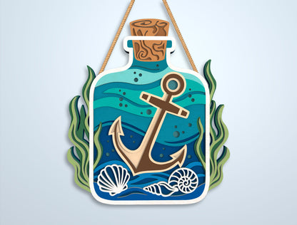 Coastal Bottle Door Sign SVG Bundle Laser Cut File for xTool