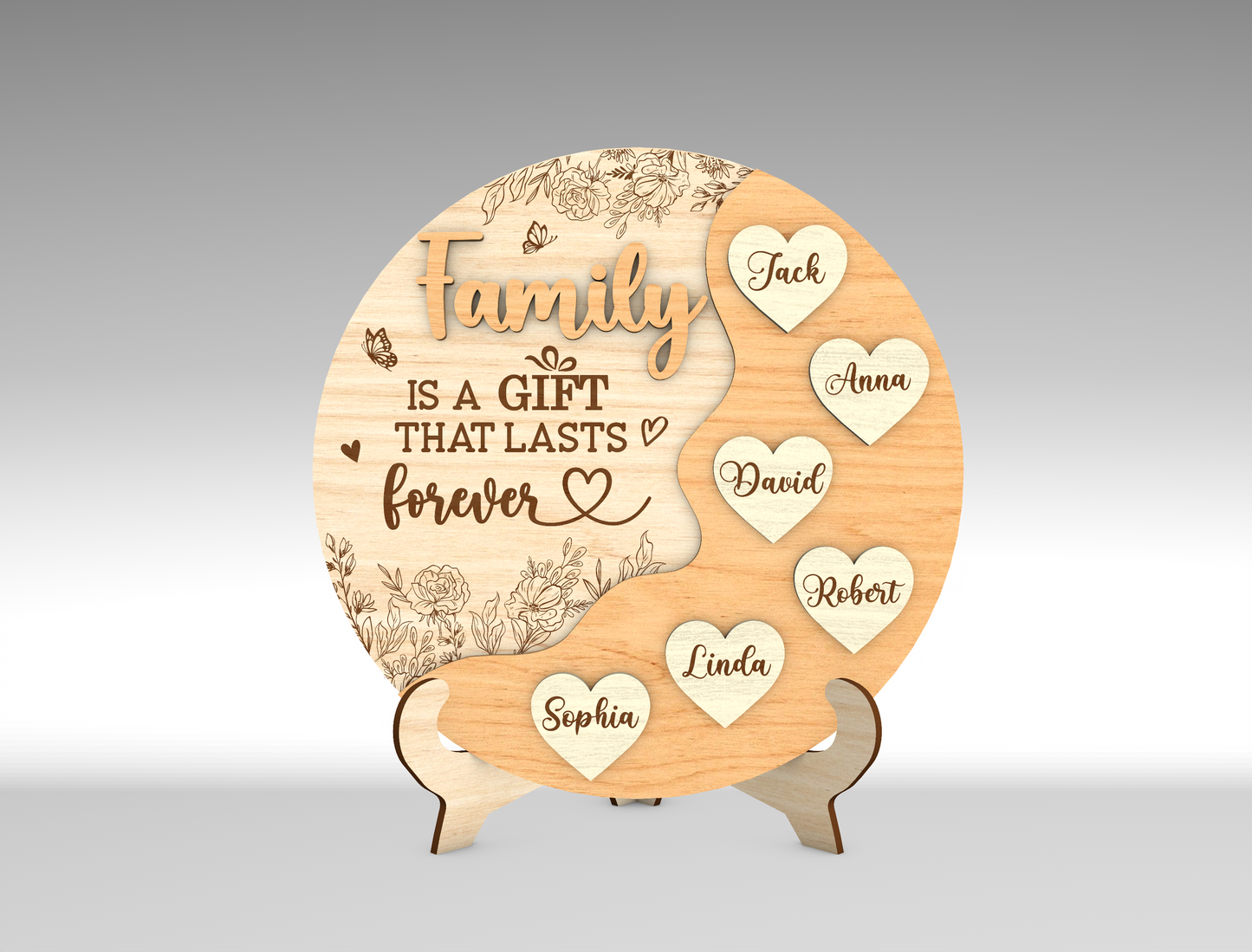 Custom Name Heart Balloon Family Sign SVG for Glowforge and xTool