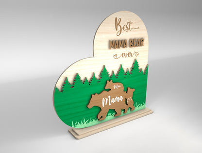 Best Mama Bear Forest Family Sign SVG for Glowforge and xTool
