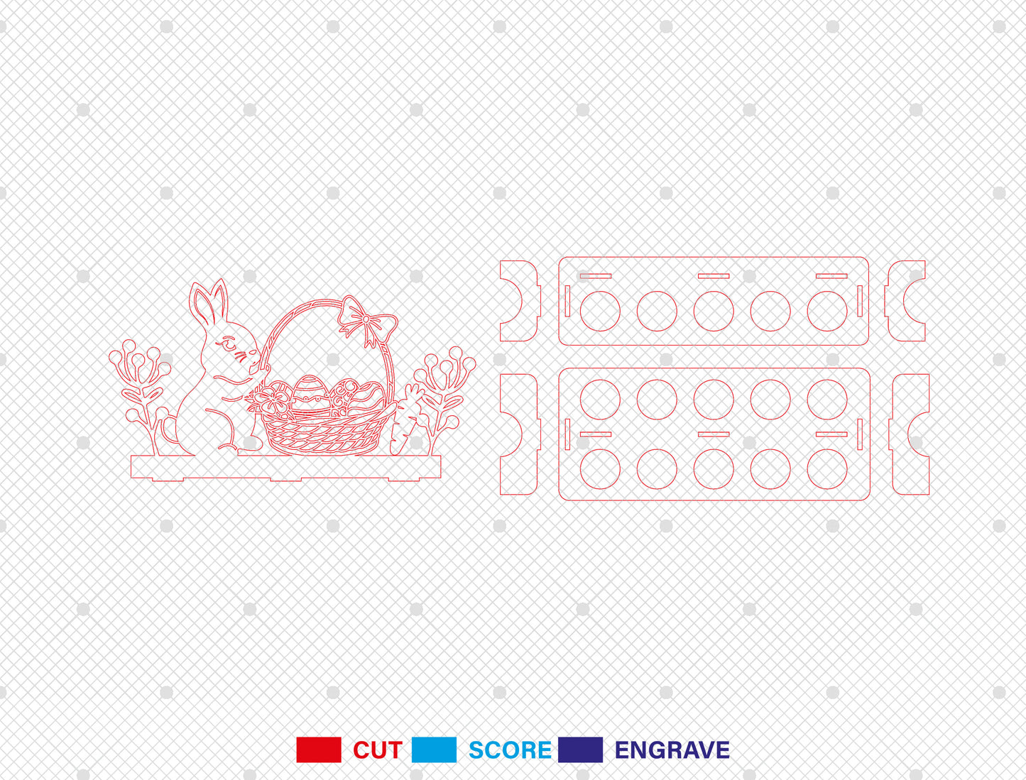Easter Egg Holder Stand SVG Bunny Chick Display Rack for LightBurn and xTool