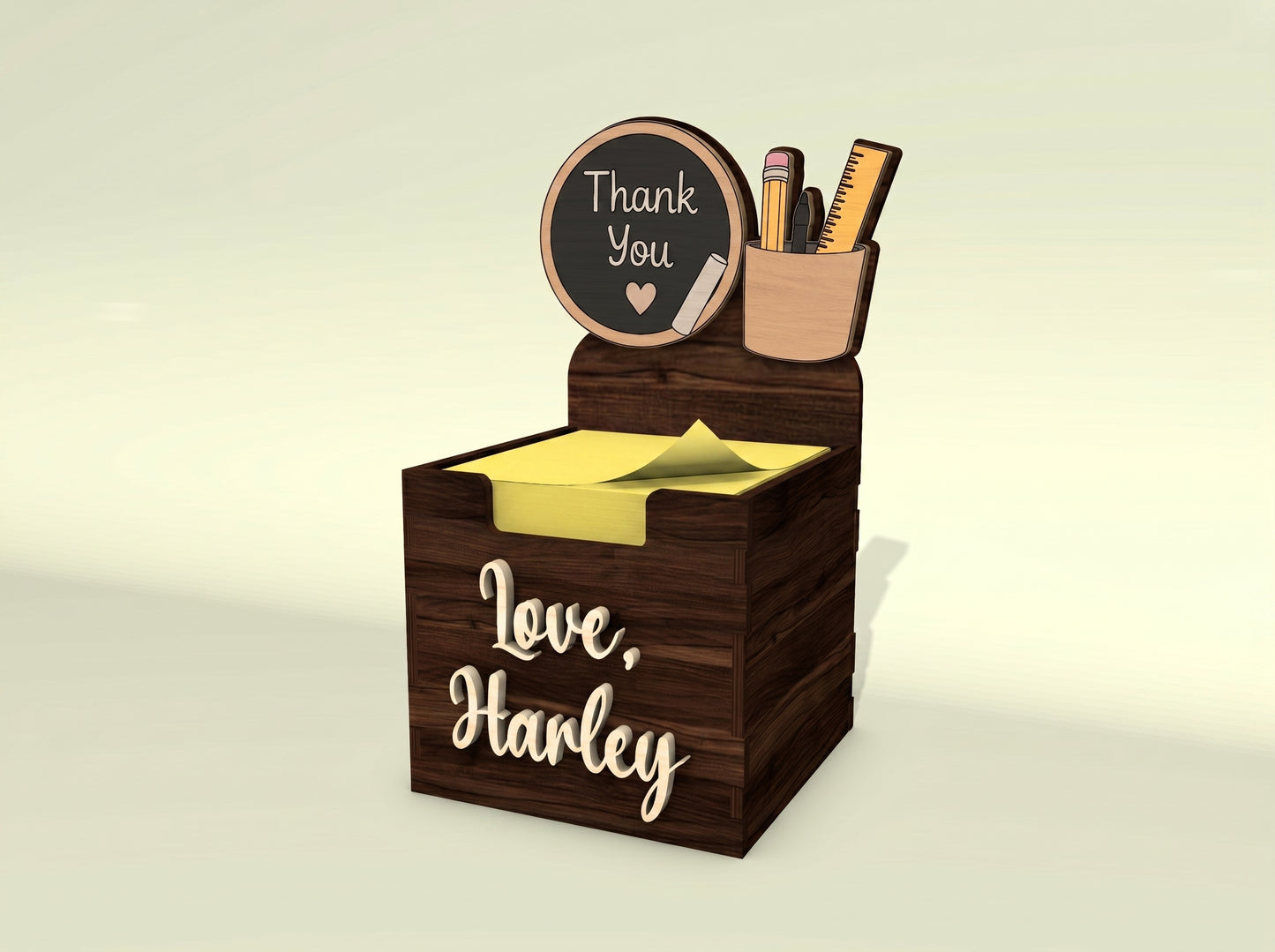 Personalized Teacher Sticky Note Holder SVG for LightBurn and xTool