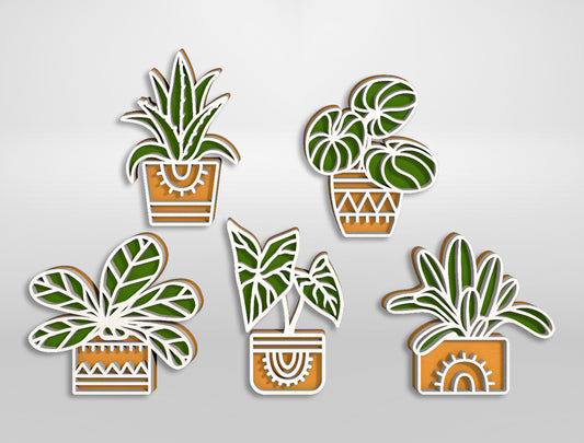 Home Plants Magnet SVG Bundle for Glowforge xTool Laser Cut File