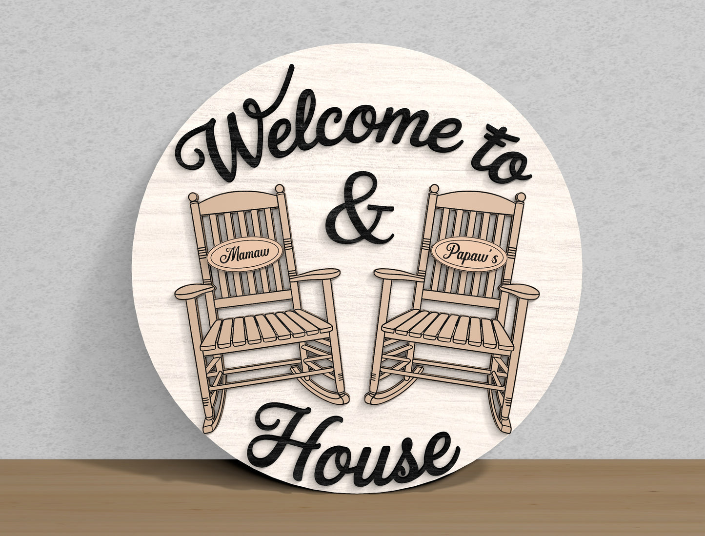 Grandma House Round Welcome Sign SVG Bundle for Glowforge and xTool