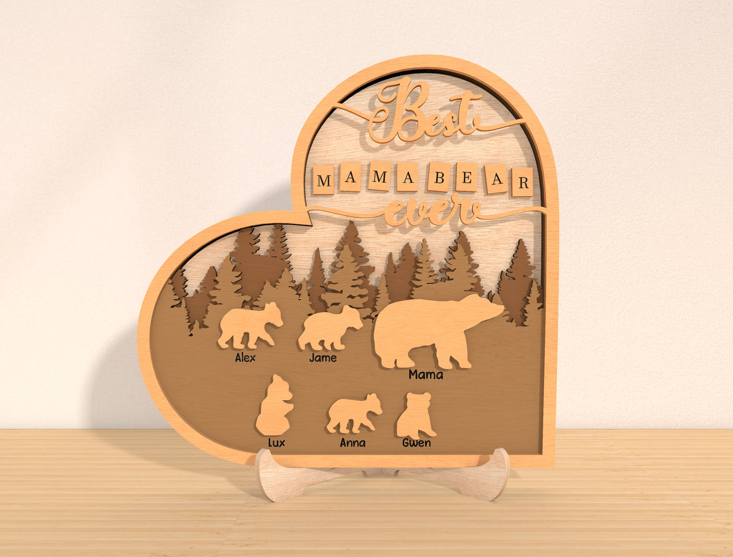 Mama Bear Family Sign SVG Bundle 7 Designs for LightBurn and xTool
