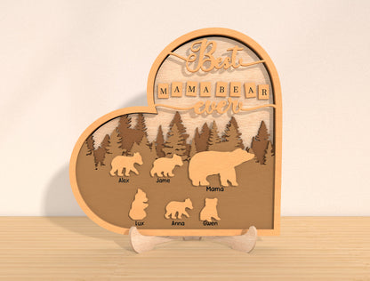 Mama Bear Family Sign SVG Bundle 7 Designs for LightBurn and xTool