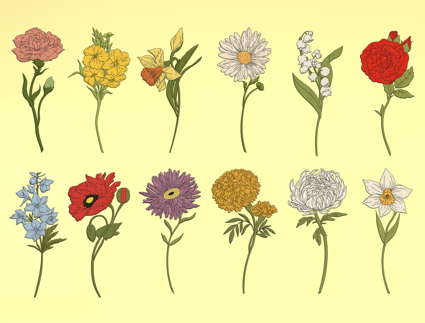 Grandma's Garden Birth Month Flower Sign SVG for Glowforge