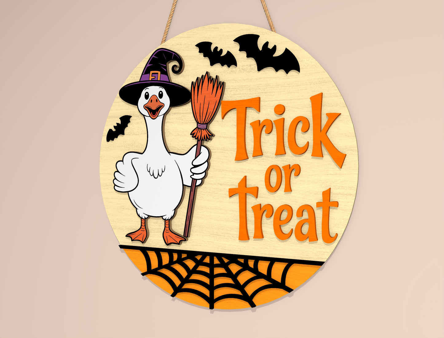 Trick or Treat Halloween Door Hanger SVG Set for Glowforge xTool LightBurn 2 Designs