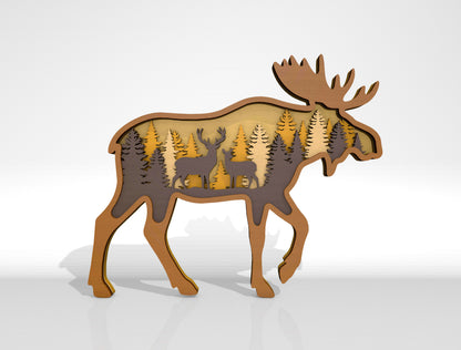 Multilayer Woodland Animal Scene SVG Bundle for xTool and Glowforge