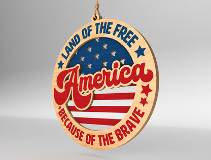 Land of the Free America Ornament SVG for Glowforge and xTool